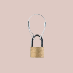 The wire lock is shown here attached to a padlock, the padlock is not included.