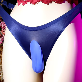 The Ice Silk G-String in blue shown on a mannequin