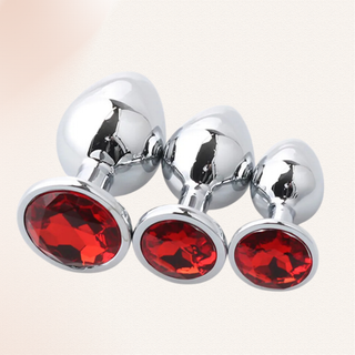 The small, medium and large butt plug with red jewelled base