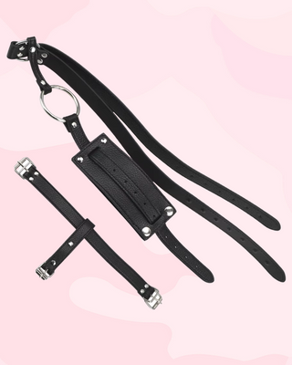 A flat strap view of The Lock and Thrust Harness, the kit does fold down flat.