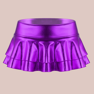 Purple metallic double layered mini skirt, this is a large sized skirt to fit larger sizes.