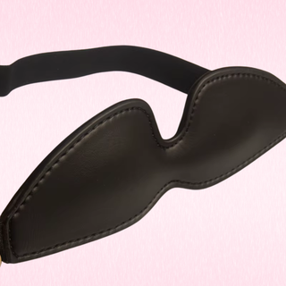An angled view of the blind fold, the stitching can be seen.
