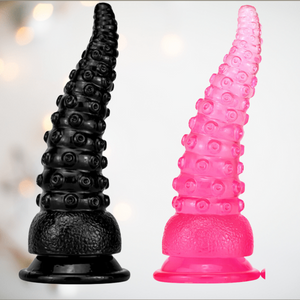 The Octopus dildo from House Of Chastity, an interesting dildo with a textured outer skin which comes in black or pink.