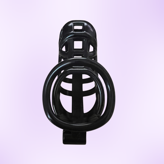 A view through the entrance of the chastity cage