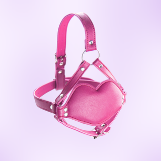 Another angle of the pink PVC Erotic Head Gag.