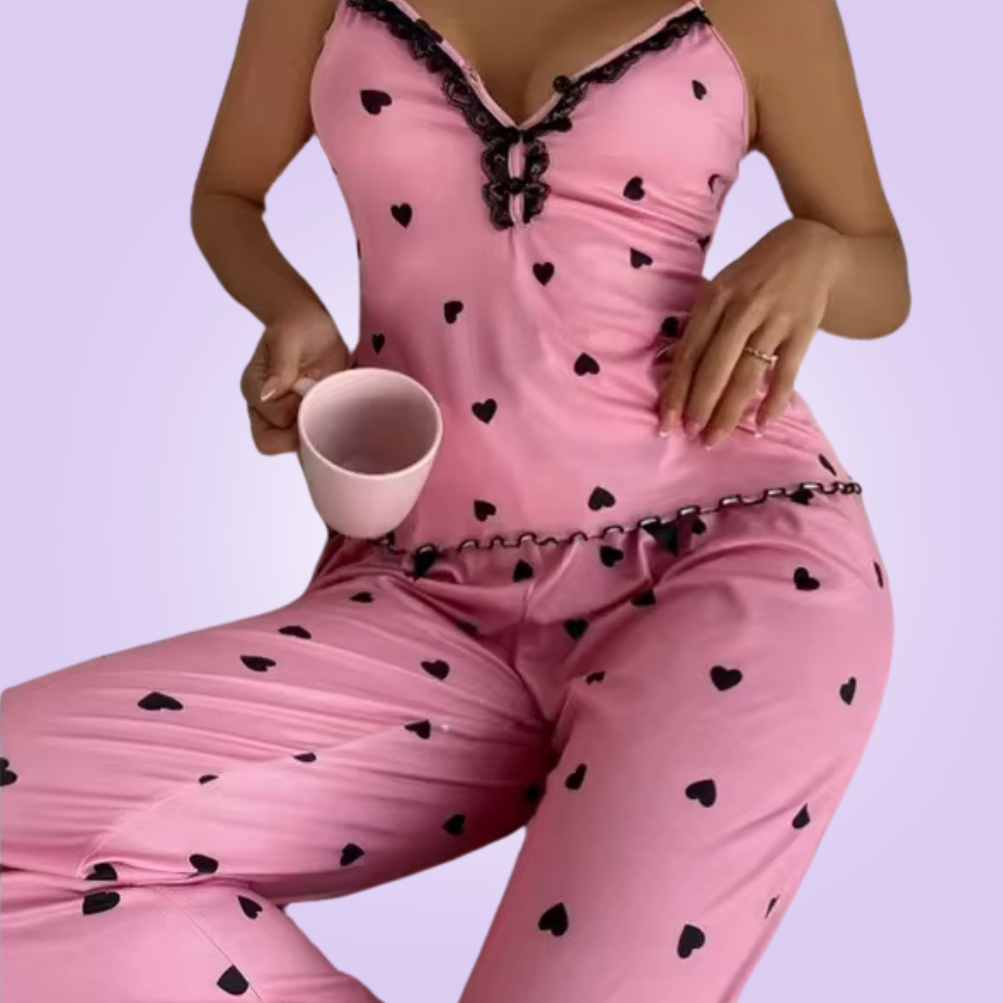 Pink Heart Pattern Pyjamas Printed Heart Pyjamas – House of Chastity