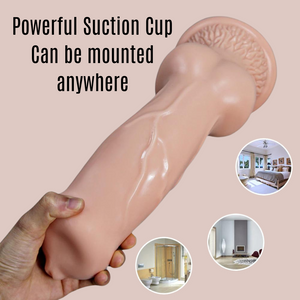 The realistic vein dildo has a powerful suction cup, allowing it to be mounted on many different surfaces.