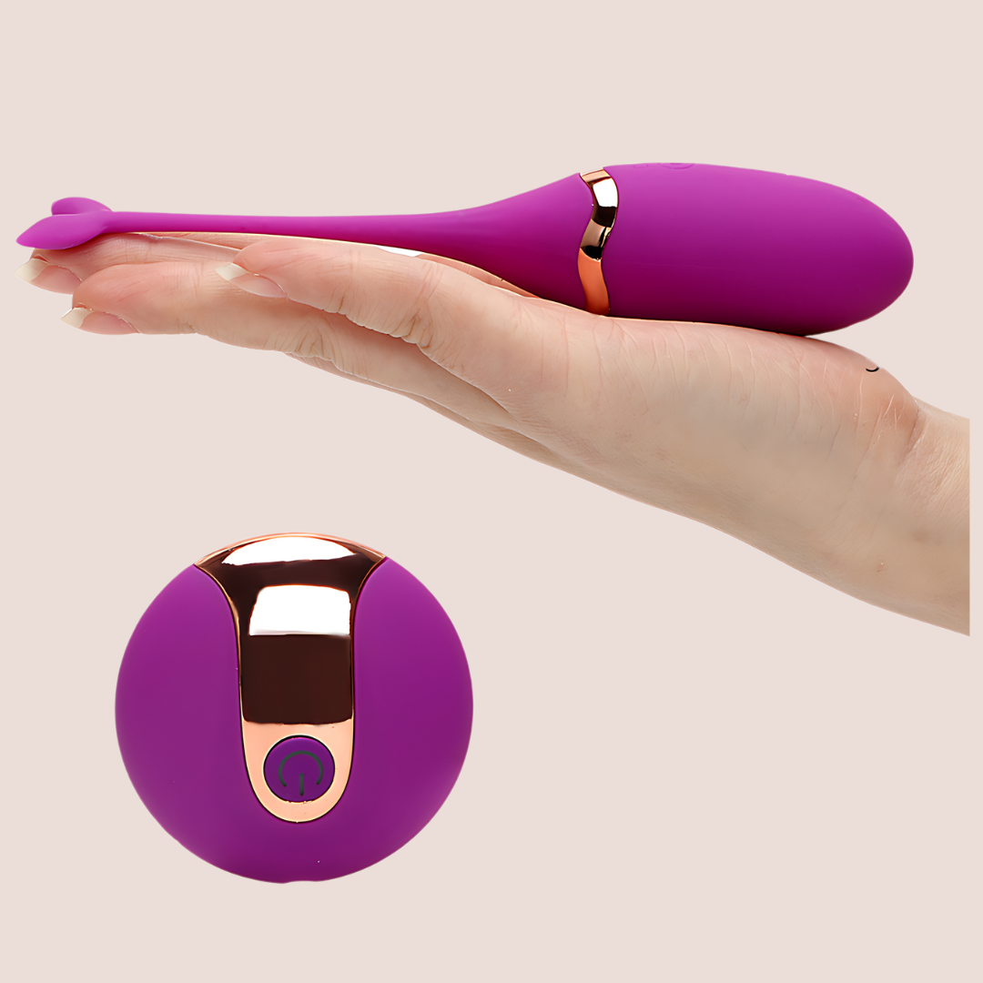 The egg is shown being held to give an idea of size, and the easy to hold control is shown below.