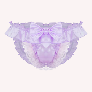 The lilac panties on a soft pink background