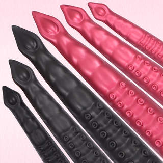 A close up of the ends of the dildo's, they have a triangular shaped head which is perfect for insertion.