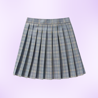 The grey/blue/white tartan mini skirt on a purple background
