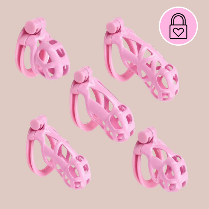 The Cobra Double Cuff Pink Chastity Cage