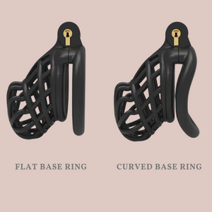 This image shows both of the base rings available, the flat ring is on the left and the curved one on the right.