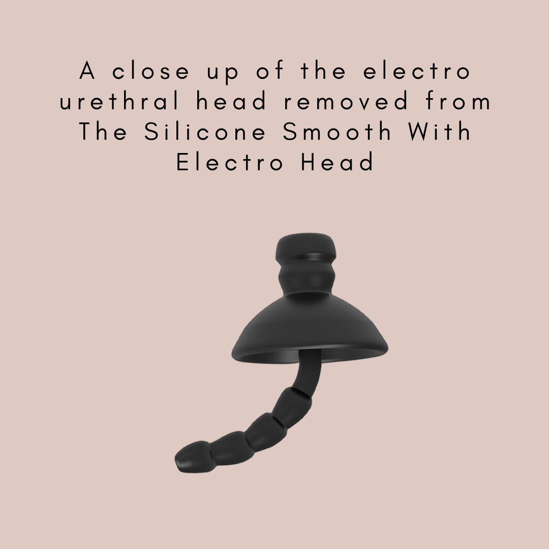 The electro urethral head that cna be removed from the silicone dildo.