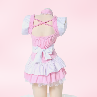 The rear view of the dress, the clever elasticated detailing allows the dress to stretch.