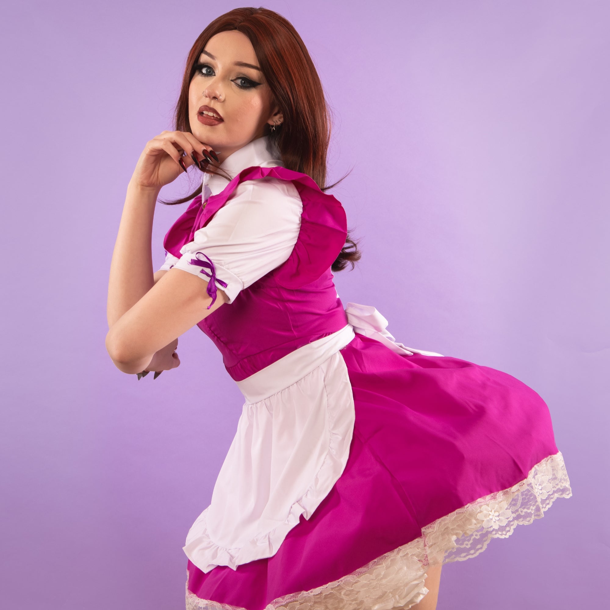 The petticoat showcases the fullness of the skirt.