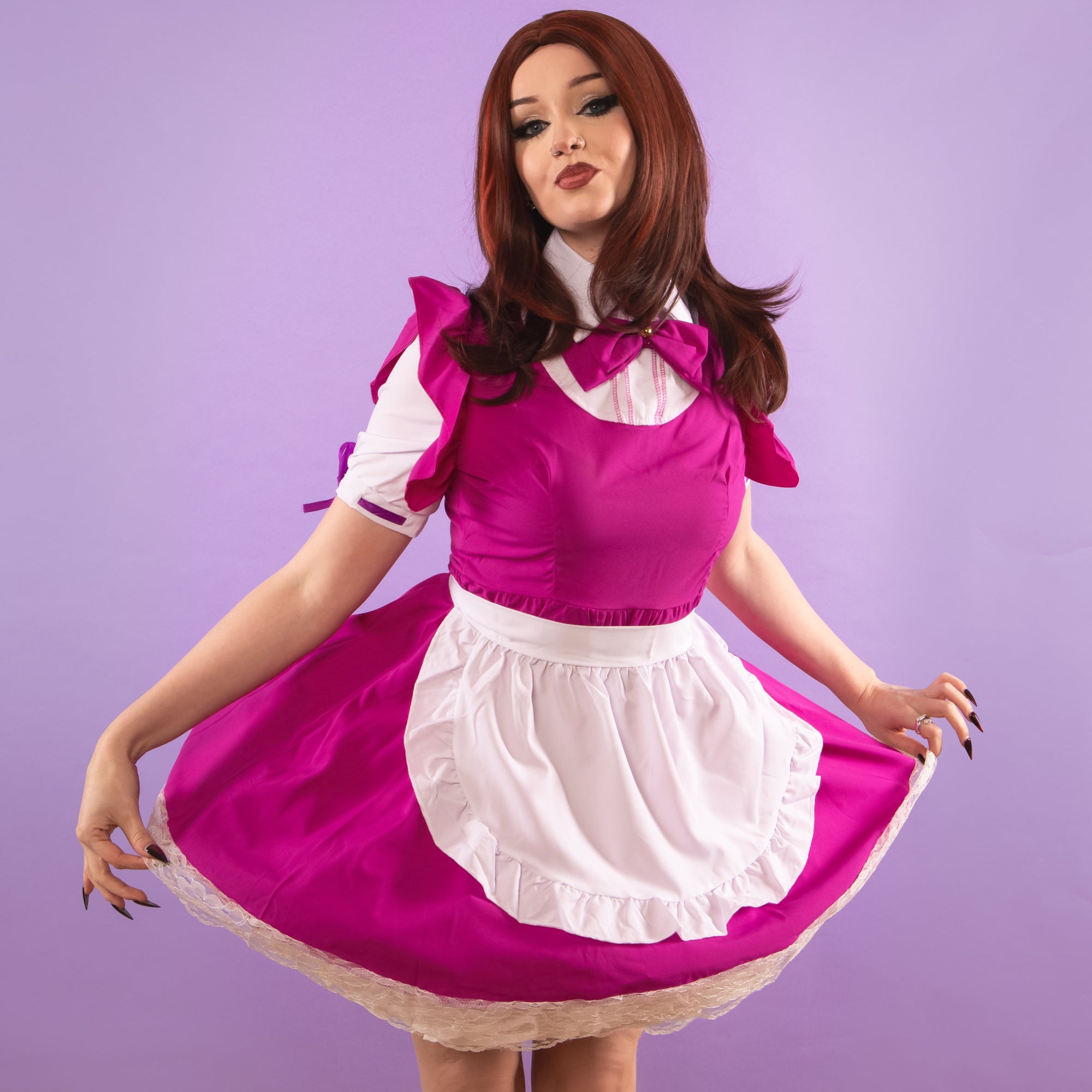 The dress has a pretty lace edging to the skirt