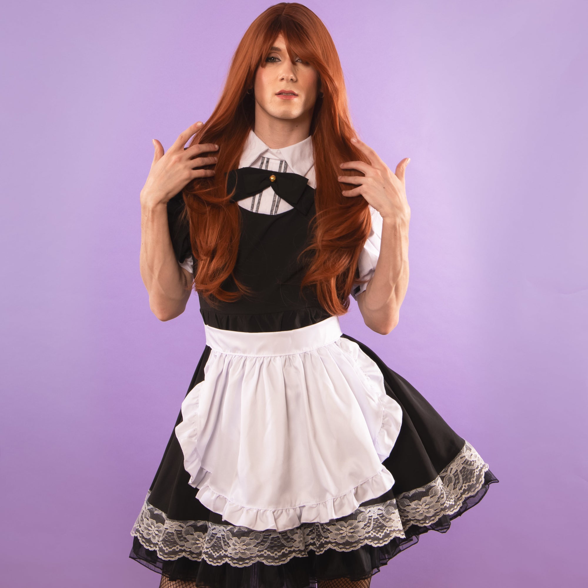 The dress has decorative stitching to the chest.