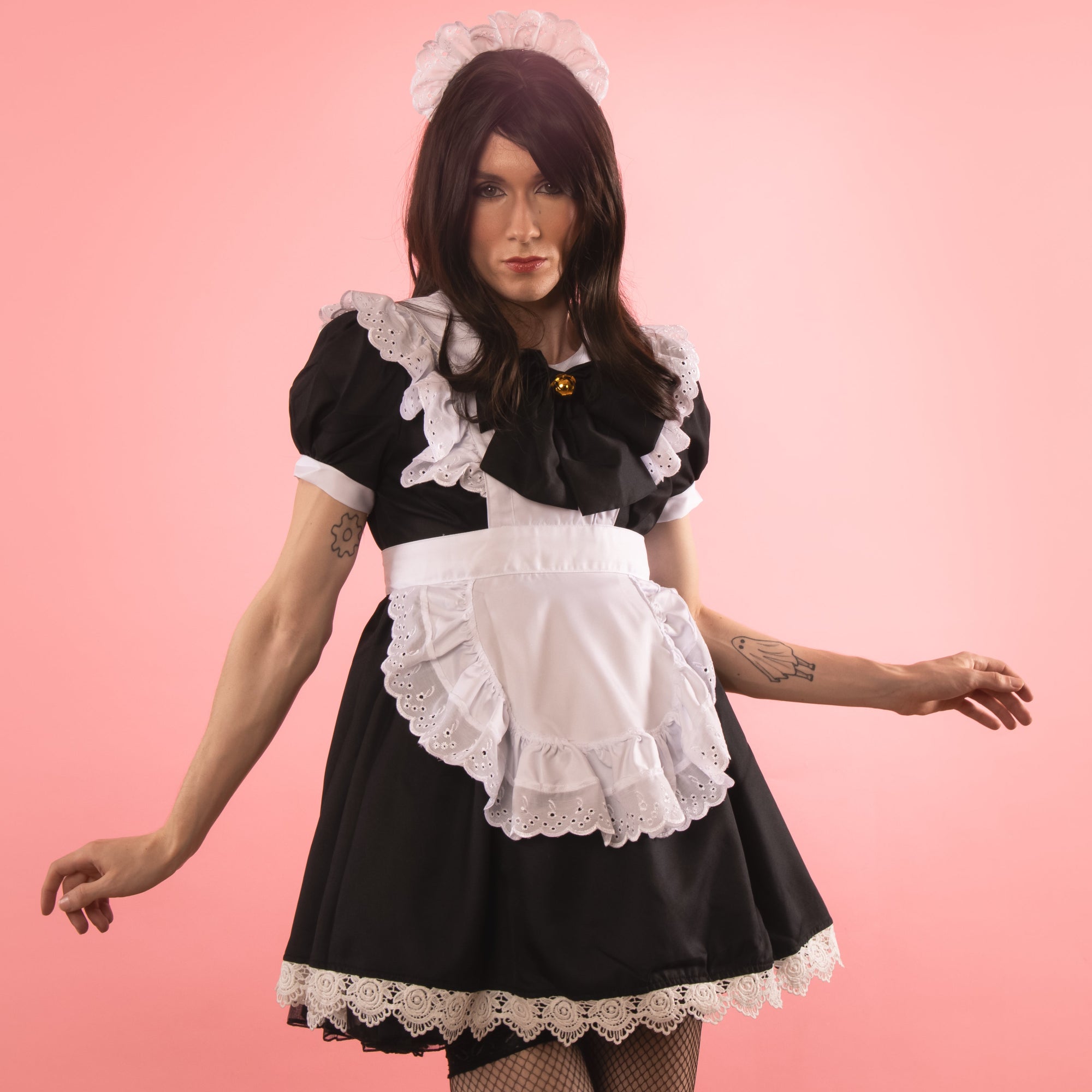 The Charlotte Maid Dress is shown here in black
