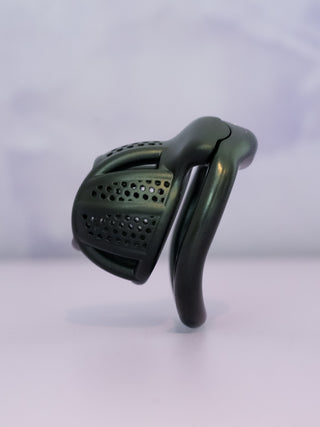 A side view of the Detained V2 Nub in black, you can see the base ring that is fitted to the cage.