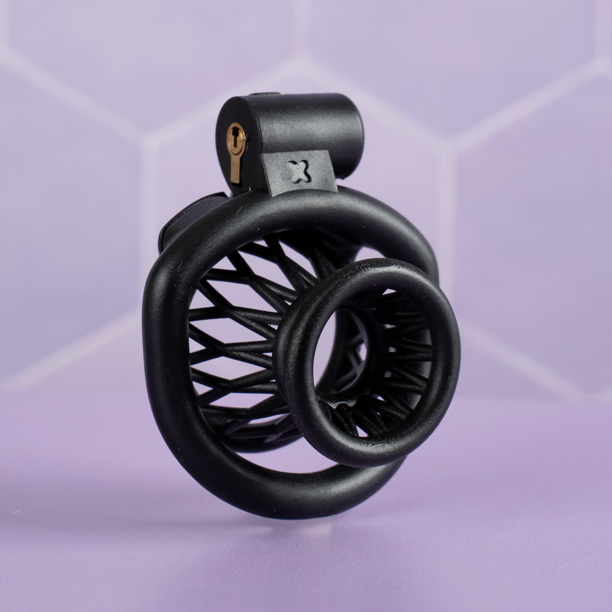 The Vessel in black is shown with the open end facing, it is designed to provide ventilation and for a discreet profile under clothing.