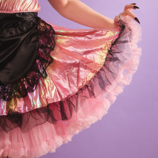 The model is wearing one of  our Swing Style Petticoats in pink underneath the dress