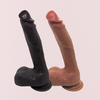 Showing the black Thruster on the left and flesh Thruster on the right, they are shown on a pink background