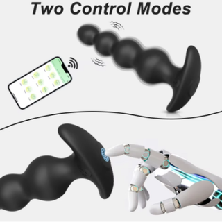 This image shows that the butt plug can be controlled by app or the button on the base.