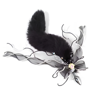 The black tail with black and white removable bow.