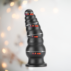 Waterproof 10 Inch Super Large Black Dildo Or Anal Plug With Sucker Base, circumference of 3.8cm to 8.8cm.
