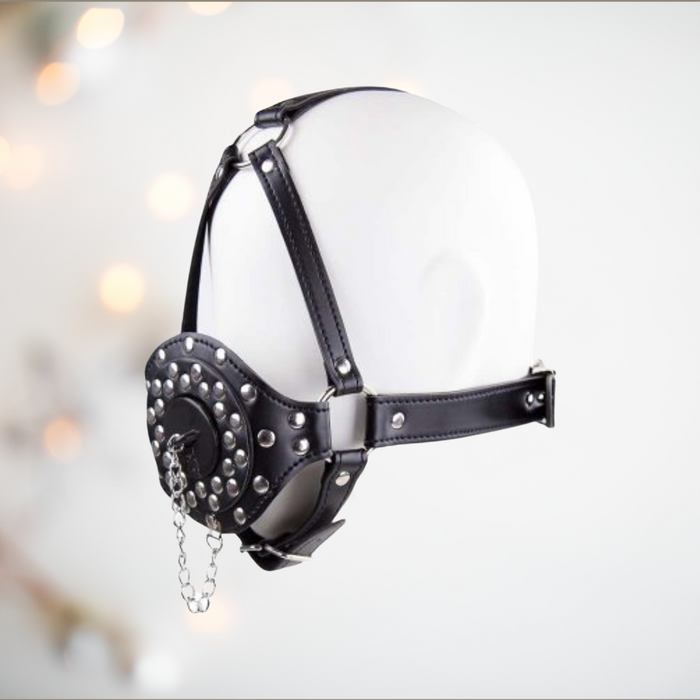 Studded Head Gag With Plug House of Chastity