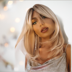 THe HOC242-1 is a realistic looking wig and can make your outfits go with a bang, this image shows how natural looking the wig is.