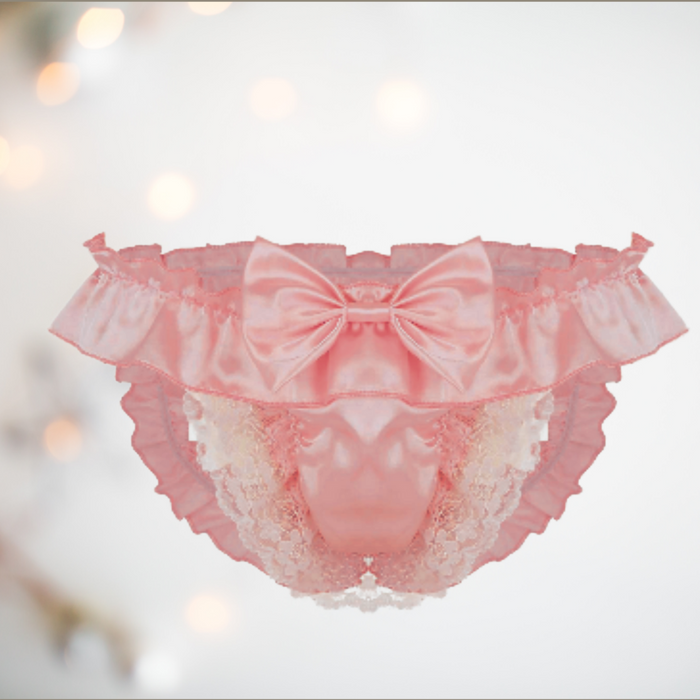 Peach Satin Bow Knot Panties House of Chastity