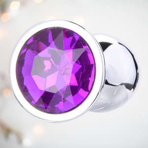 an image of the purple jewelled base of the Small Jewelled Butt Plug